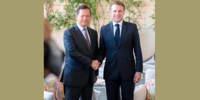 Hun Manet (Cambodia) and Emmanuel Macron (France). Photo in June 2025.