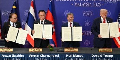 Photo: Anwar Ibrahim - Anutin Charnvirakul - Hun Manet - Donald Trump