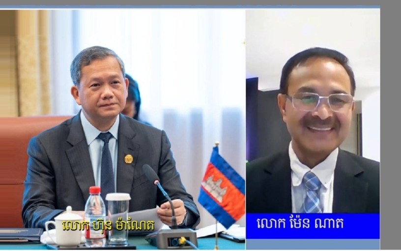 រូបភាព៖ លោក ហ៊ុន ម៉ាណែត និង​លោក ម៉ែន ណាត​។ / (Picture from left: MP Hun Manet and Mr Men Nath, a Cambodia social and political commentator).